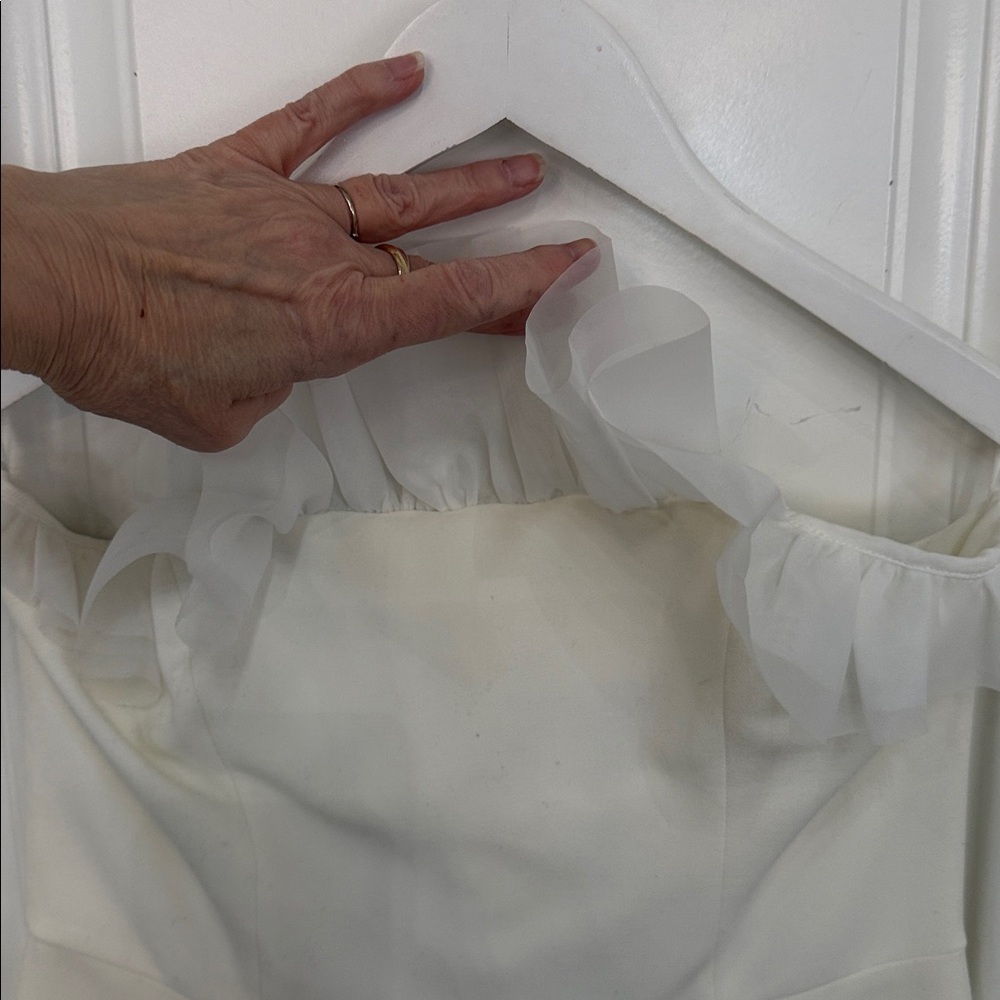 French Connection Off-White Ruffle Mini Dress - Picture 2 of 3